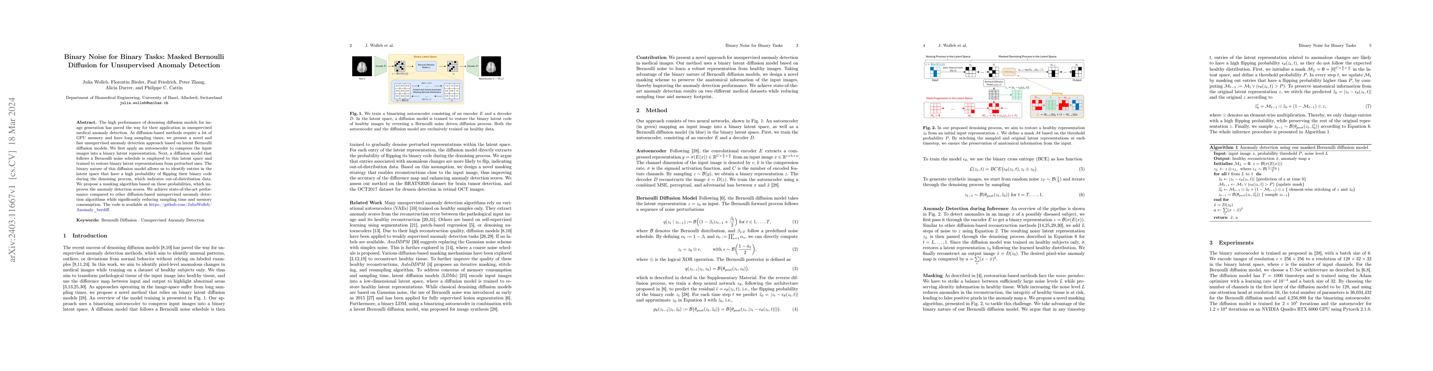 Thumbnail for Binary Noise for Binary Tasks: Masked Bernoulli Diffusion for
  Unsupervised Anomaly Detection