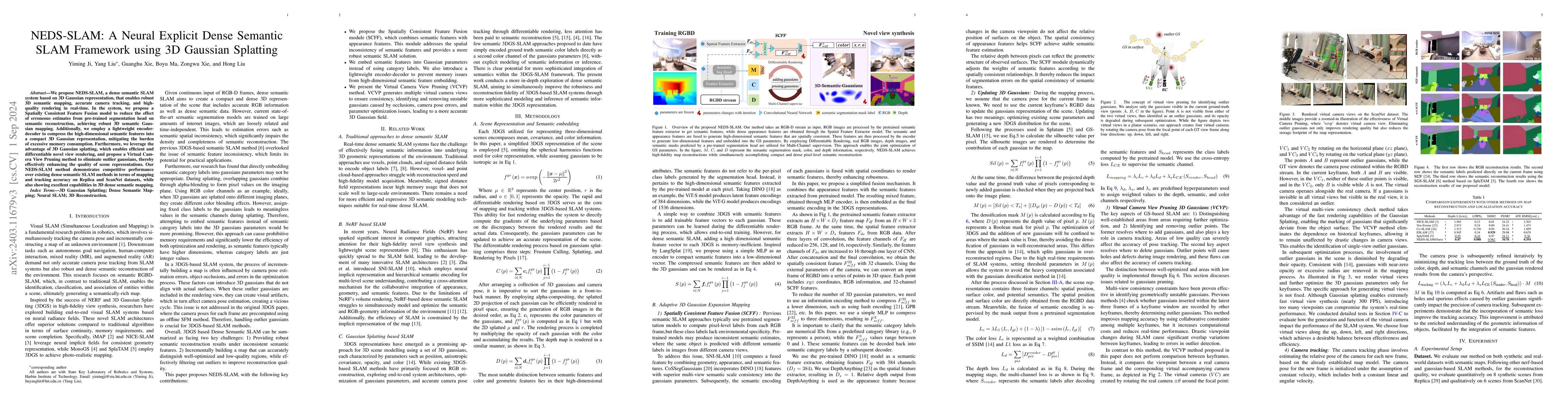 Thumbnail for NEDS-SLAM: A Novel Neural Explicit Dense Semantic SLAM Framework using
  3D Gaussian Splatting