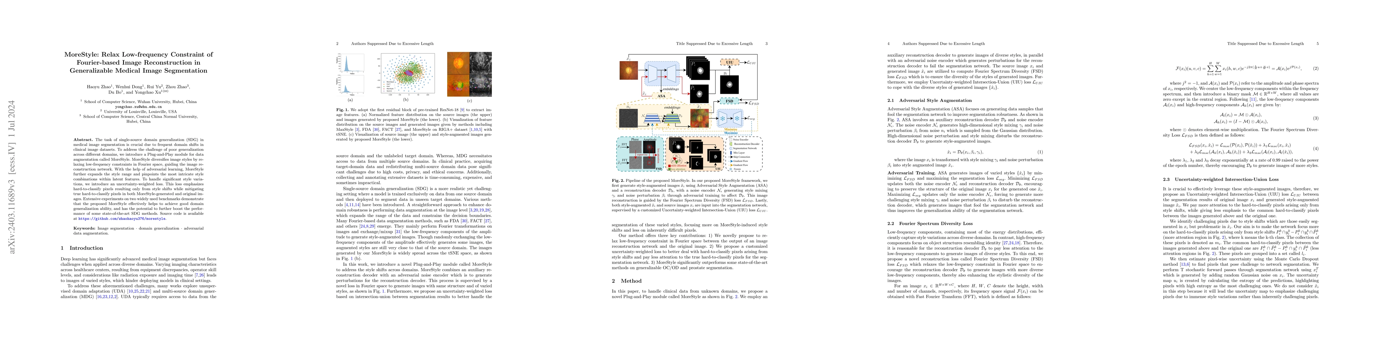 Thumbnail for MoreStyle: Relax Low-frequency Constraint of Fourier-based Image
  Reconstruction in Generalizable Medical Image Segmentation