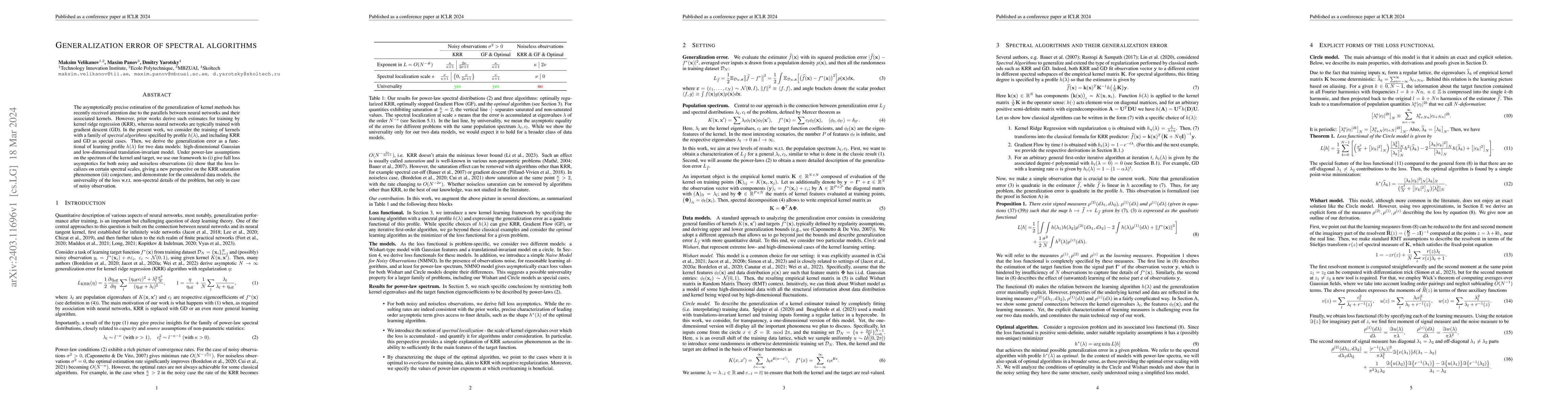 Thumbnail for Generalization error of spectral algorithms