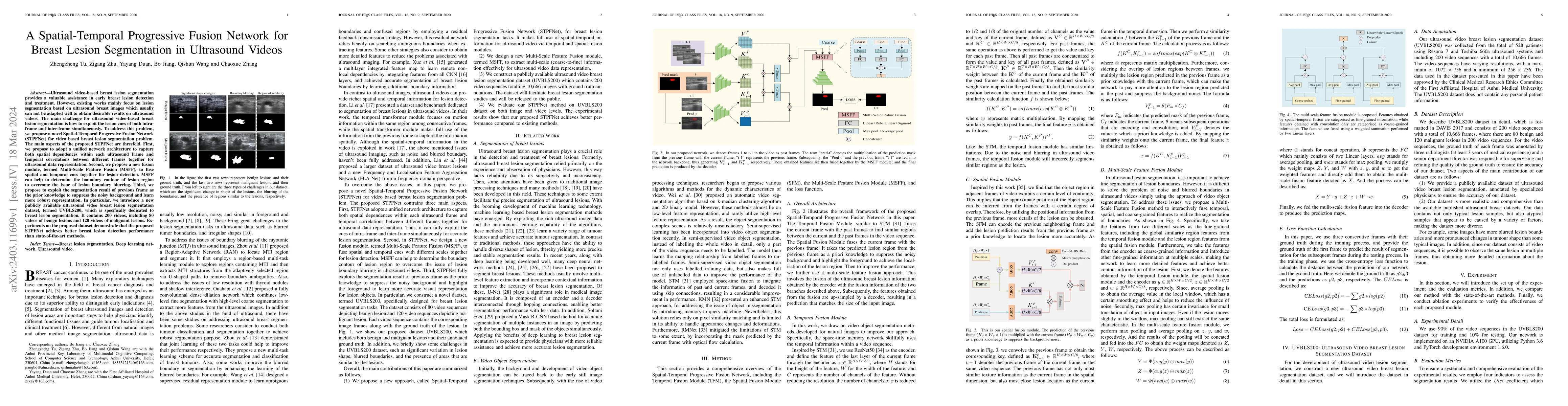 Thumbnail for A Spatial-Temporal Progressive Fusion Network for Breast Lesion
  Segmentation in Ultrasound Videos
