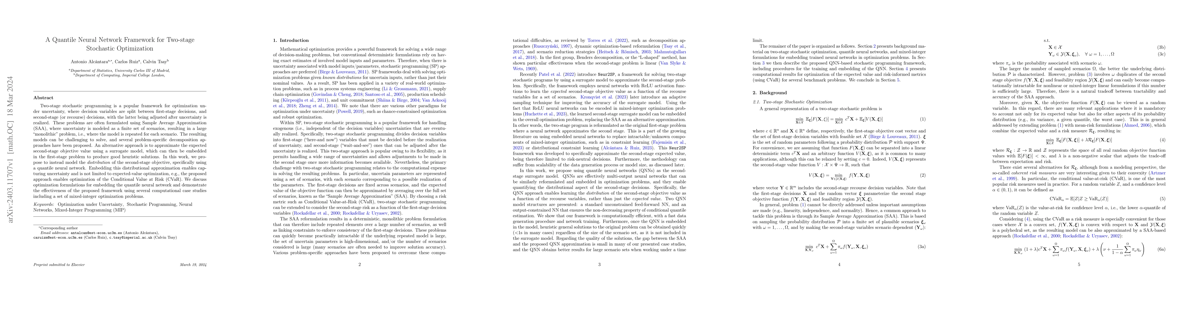 Thumbnail for A Quantile Neural Network Framework for Two-stage Stochastic
  Optimization