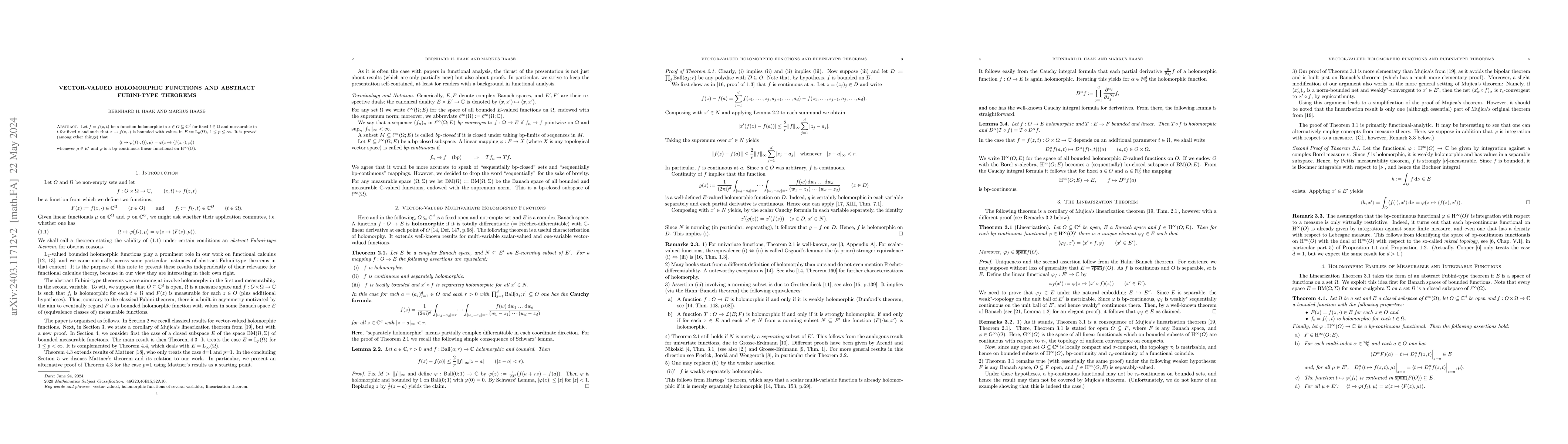 Thumbnail for Vector-Valued Holomorphic Functions and Abstract Fubini-Type Theorems