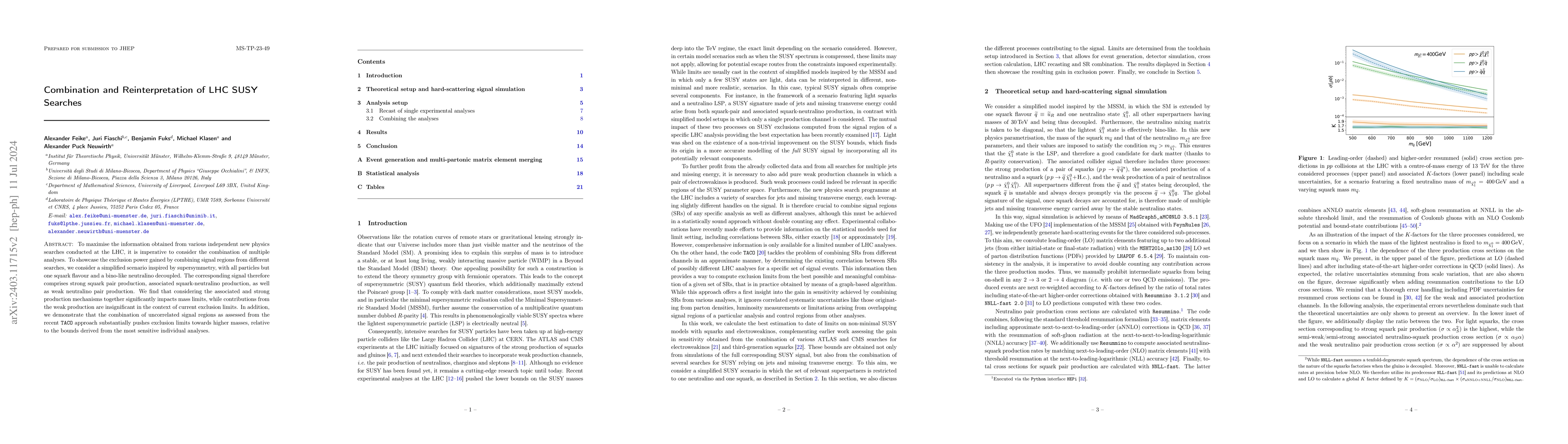 Thumbnail for Combination and Reinterpretation of LHC SUSY Searches
