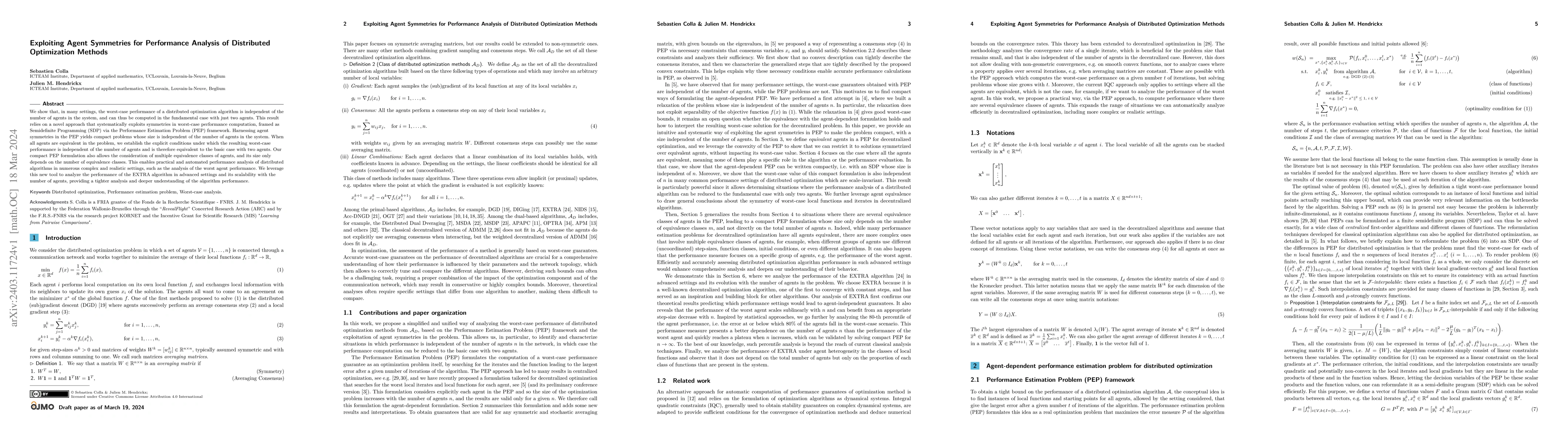 Thumbnail for Exploiting Agent Symmetries for Performance Analysis of Distributed
  Optimization Methods