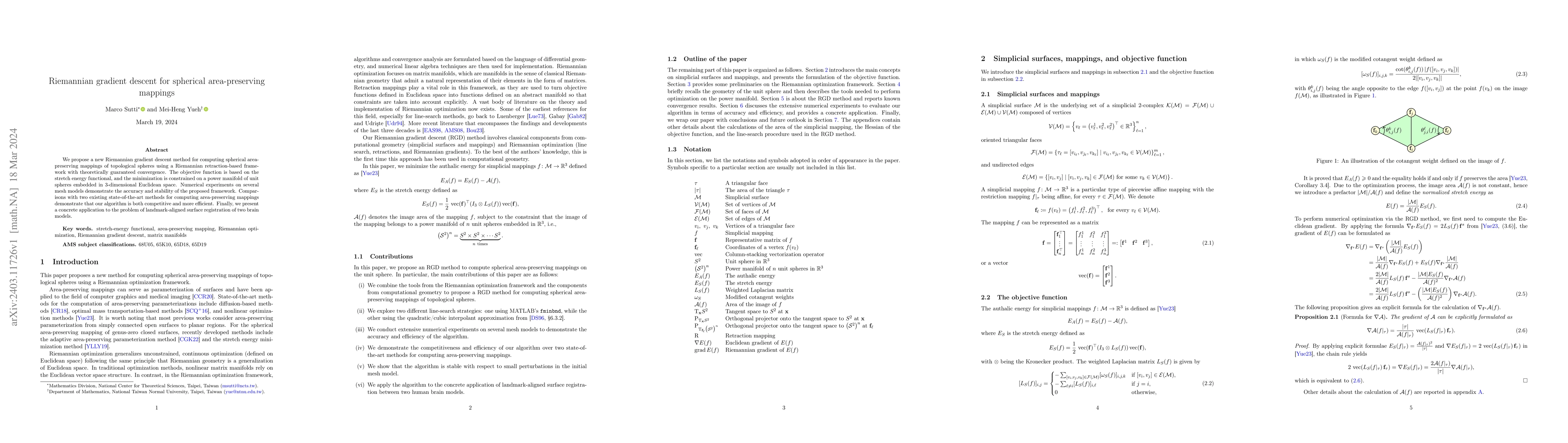 Thumbnail for Riemannian gradient descent for spherical area-preserving mappings