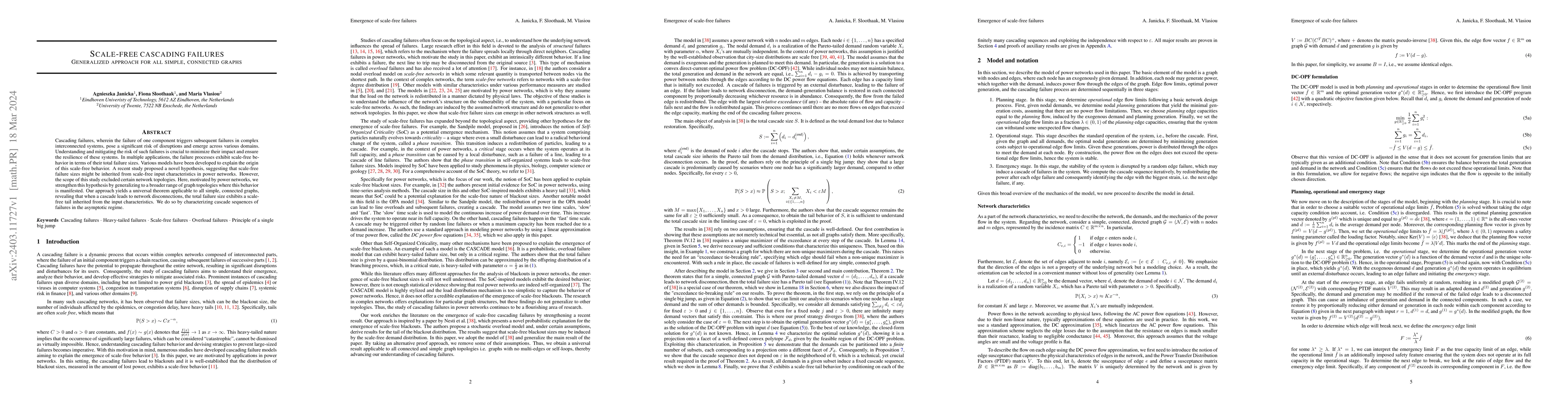 Thumbnail for Scale-free cascading failures: Generalized approach for all simple,
  connected graphs