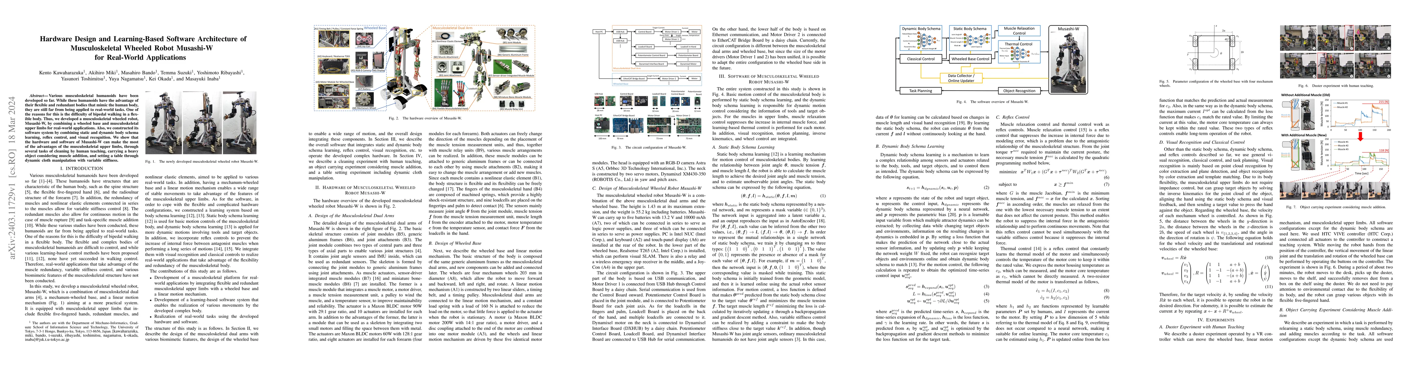 Thumbnail for Hardware Design and Learning-Based Software Architecture of
  Musculoskeletal Wheeled Robot Musashi-W for Real-World Applications