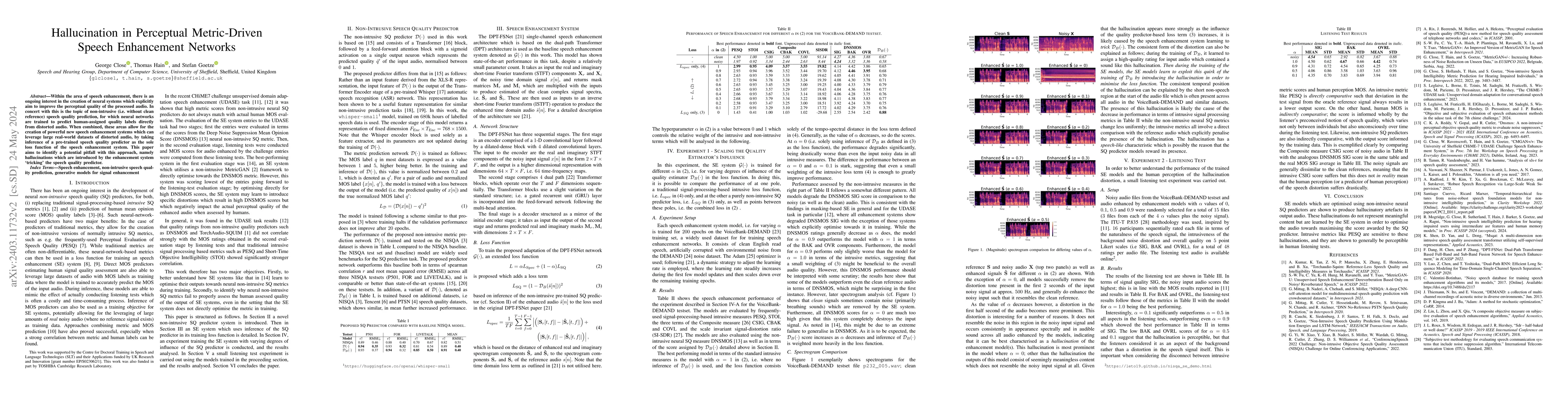 Thumbnail for Hallucination in Perceptual Metric-Driven Speech Enhancement Networks