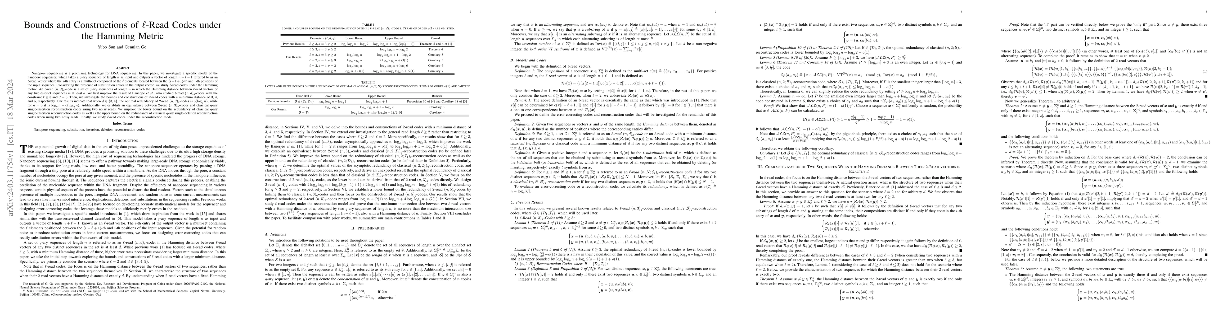 Thumbnail for Bounds and Constructions of $\ell$-Read Codes under the Hamming Metric