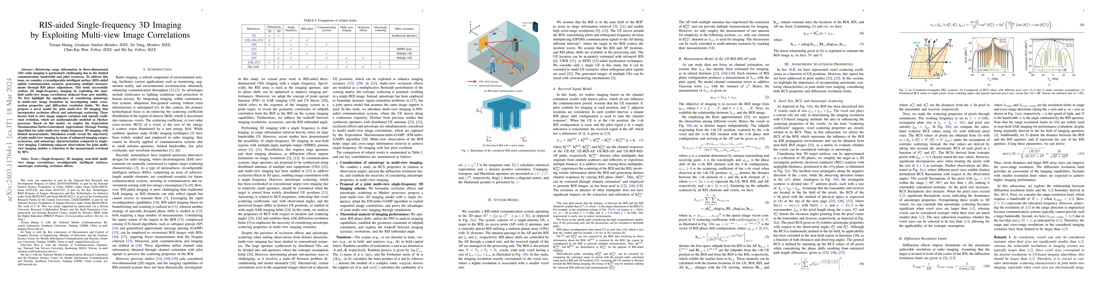 Thumbnail for RIS-aided Single-frequency 3D Imaging by Exploiting Multi-view Image
  Correlations