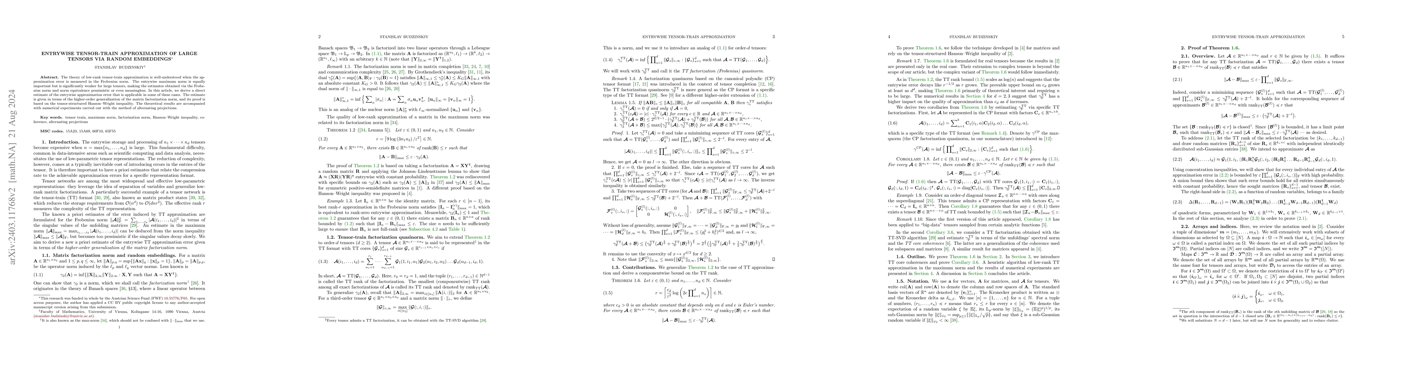 Thumbnail for Entrywise tensor-train approximation of large tensors via random
  embeddings