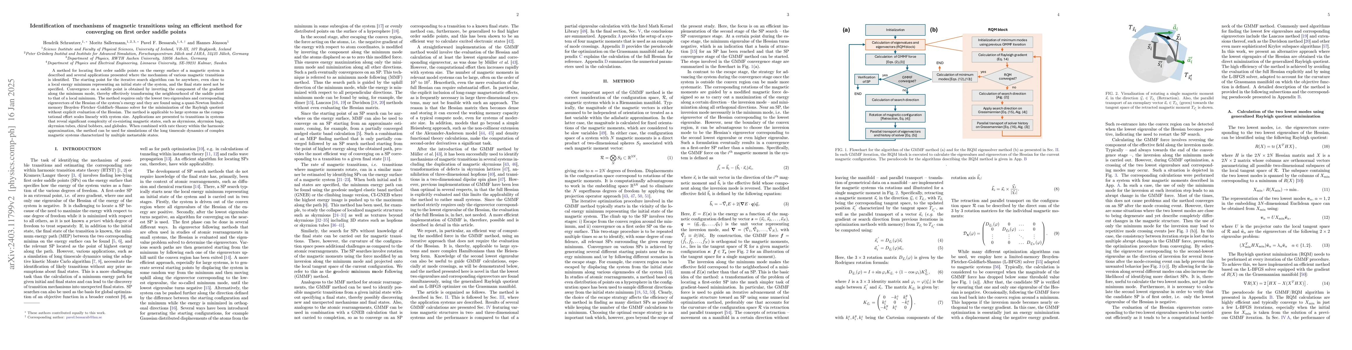Thumbnail for Identification of mechanisms of magnetic transitions using an efficient
  method for converging on first order saddle points