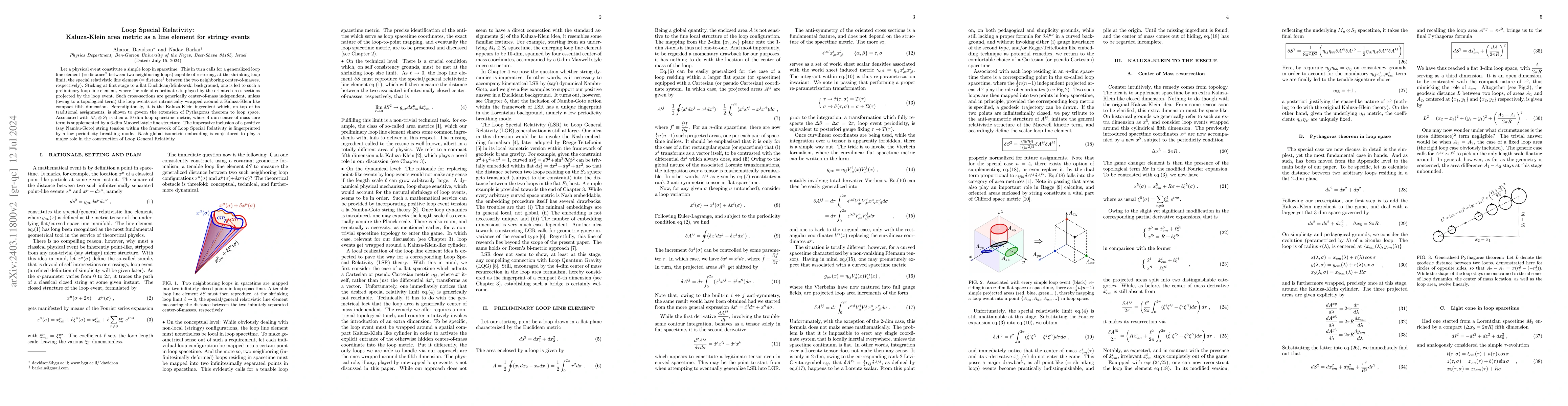 Thumbnail for Loop Special Relativity: Kaluza-Klein area metric as a line element for
  stringy events