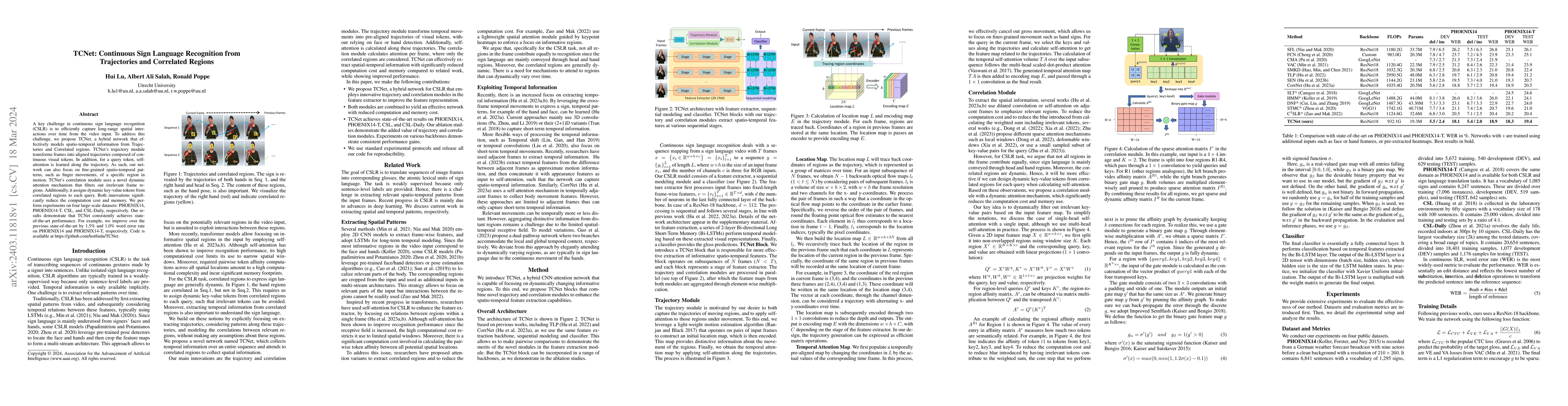 Thumbnail for TCNet: Continuous Sign Language Recognition from Trajectories and
  Correlated Regions