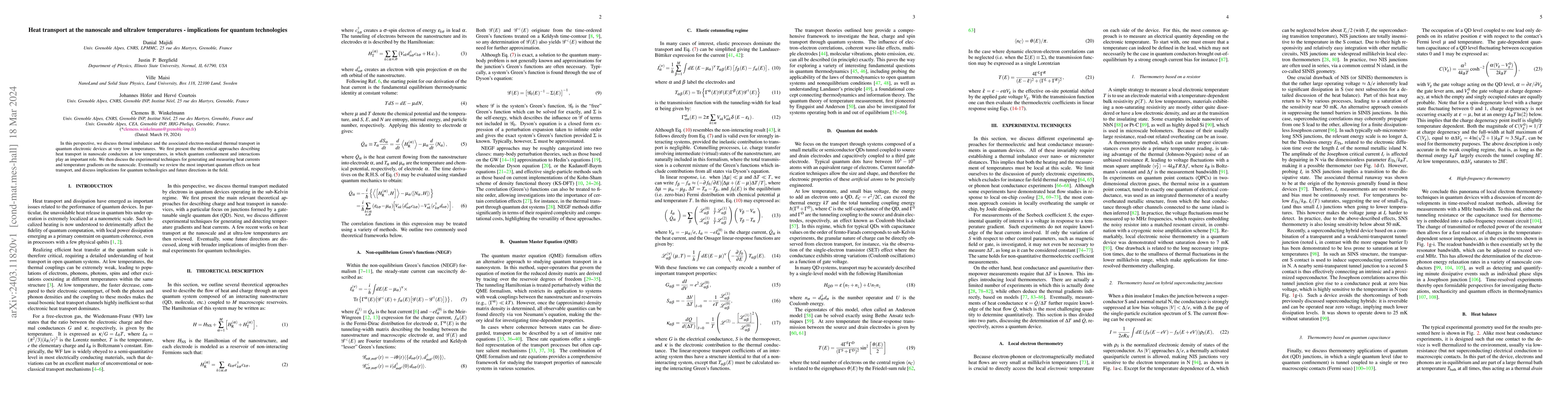 Thumbnail for Heat transport at the nanoscale and ultralow temperatures --
  implications for quantum technologies