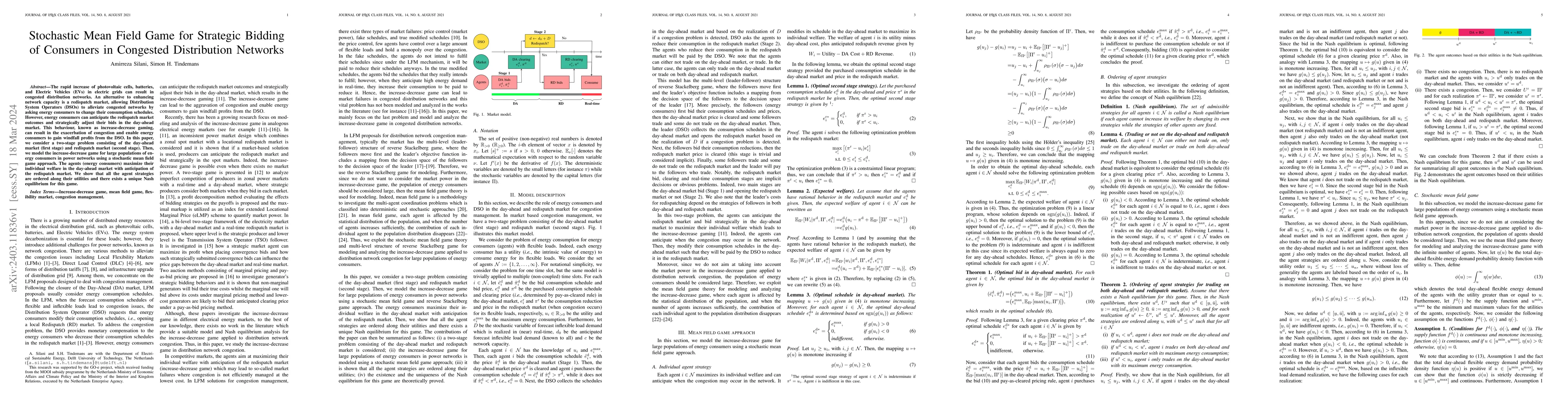 Thumbnail for Stochastic Mean Field Game for Strategic Bidding of Consumers in
  Congested Distribution Networks