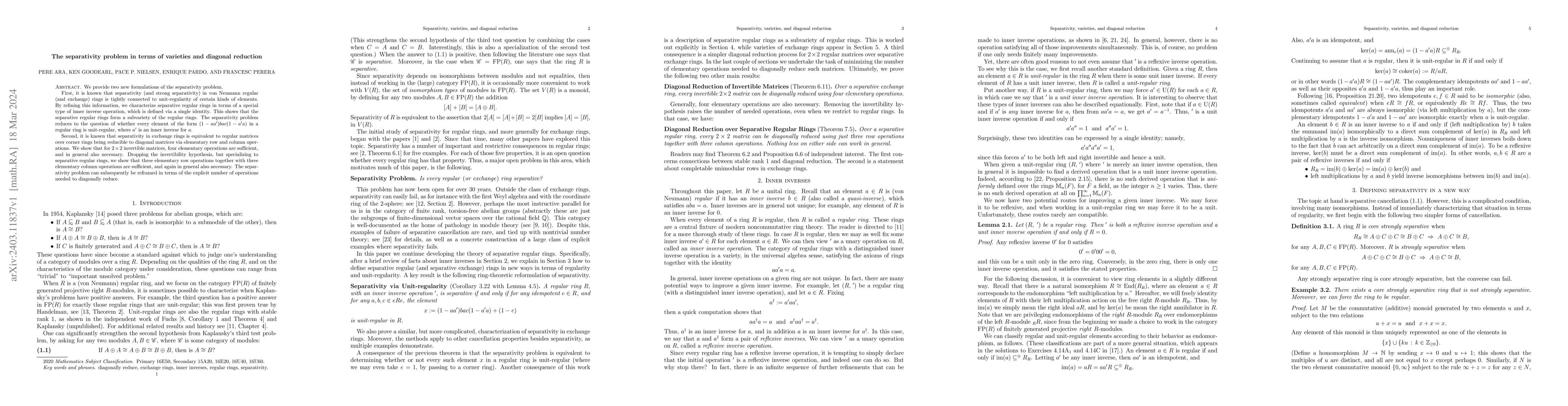 Thumbnail for The separativity problem in terms of varieties and diagonal reduction