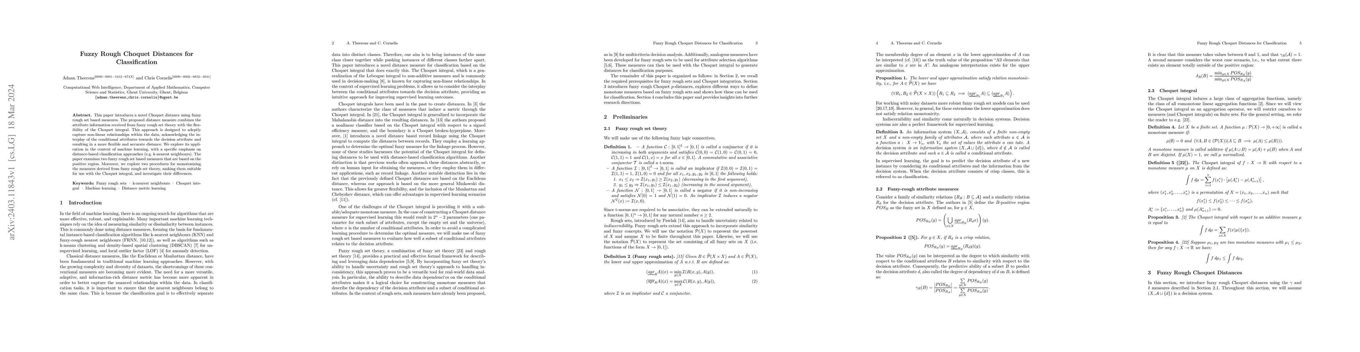 Thumbnail for Fuzzy Rough Choquet Distances for Classification