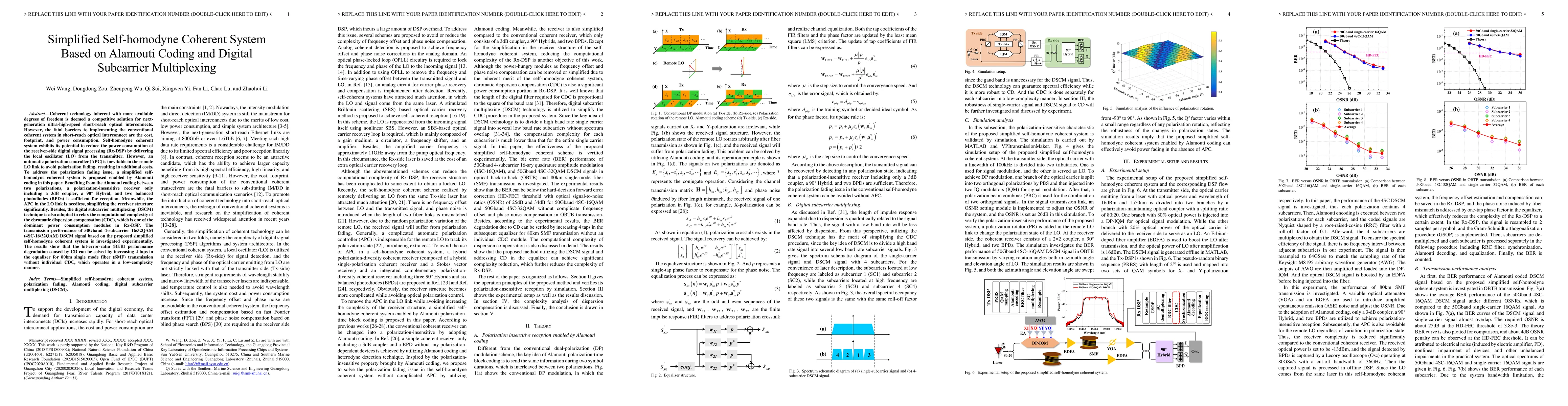 Thumbnail for Simplified Self-homodyne Coherent System Based on Alamouti Coding and
  Digital Subcarrier Multiplexing