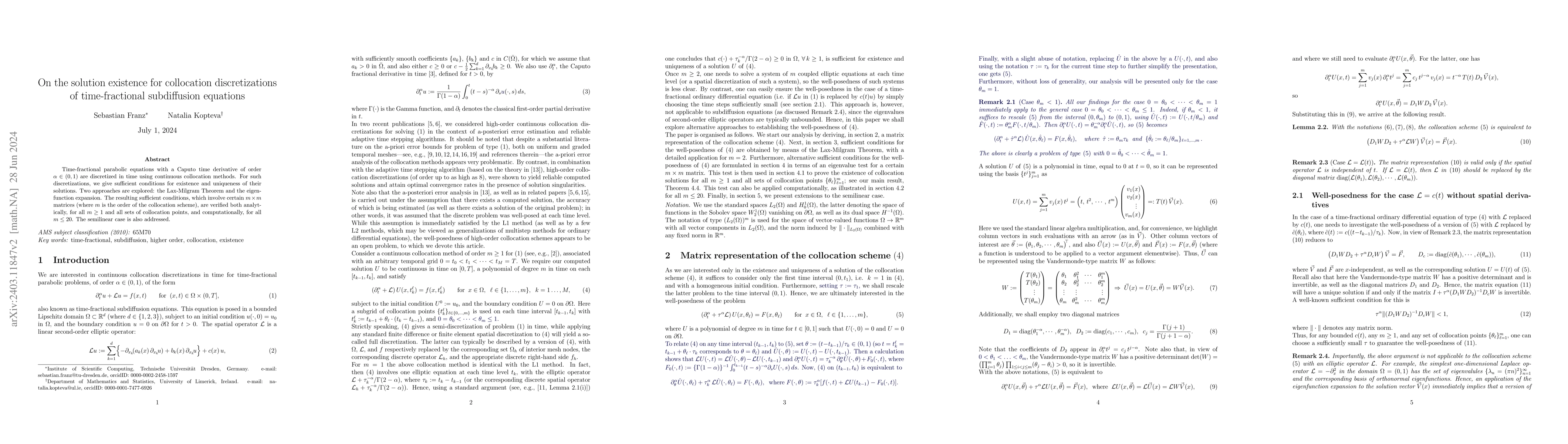 Thumbnail for On the solution existence for collocation discretizations of
  time-fractional subdiffusion equations
