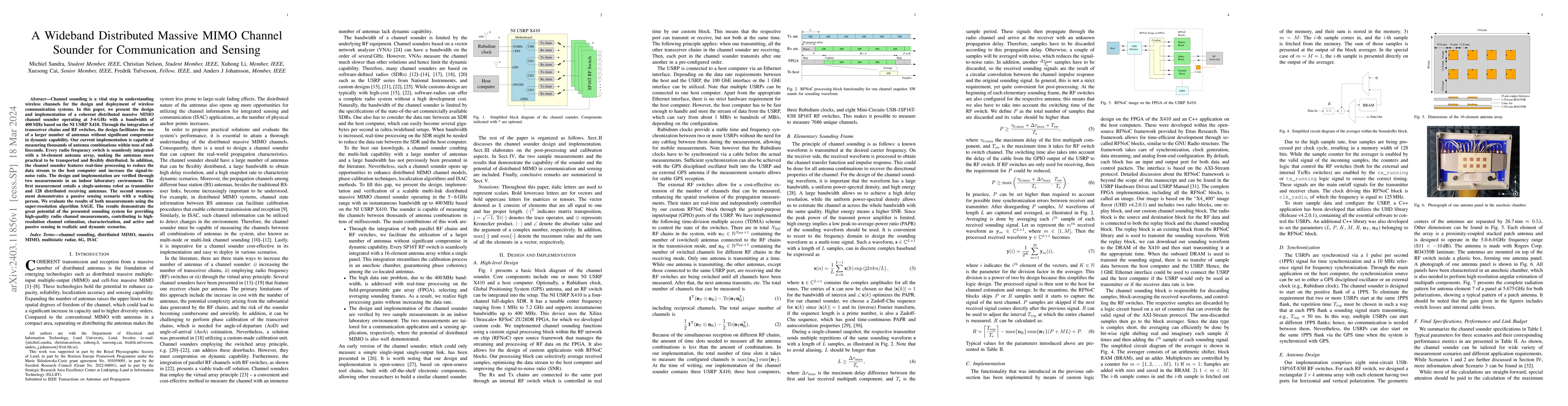 Thumbnail for A Wideband Distributed Massive MIMO Channel Sounder for Communication
  and Sensing