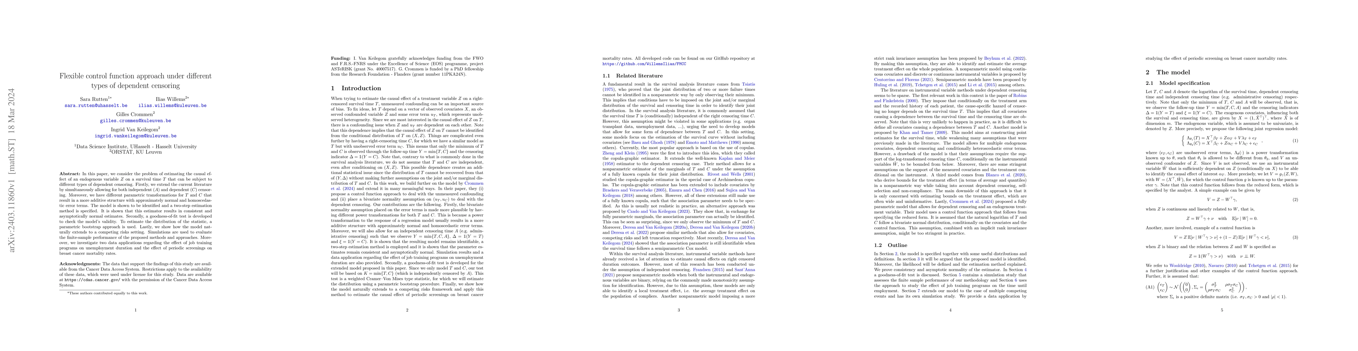 Thumbnail for Flexible control function approach under different types of dependent
  censoring