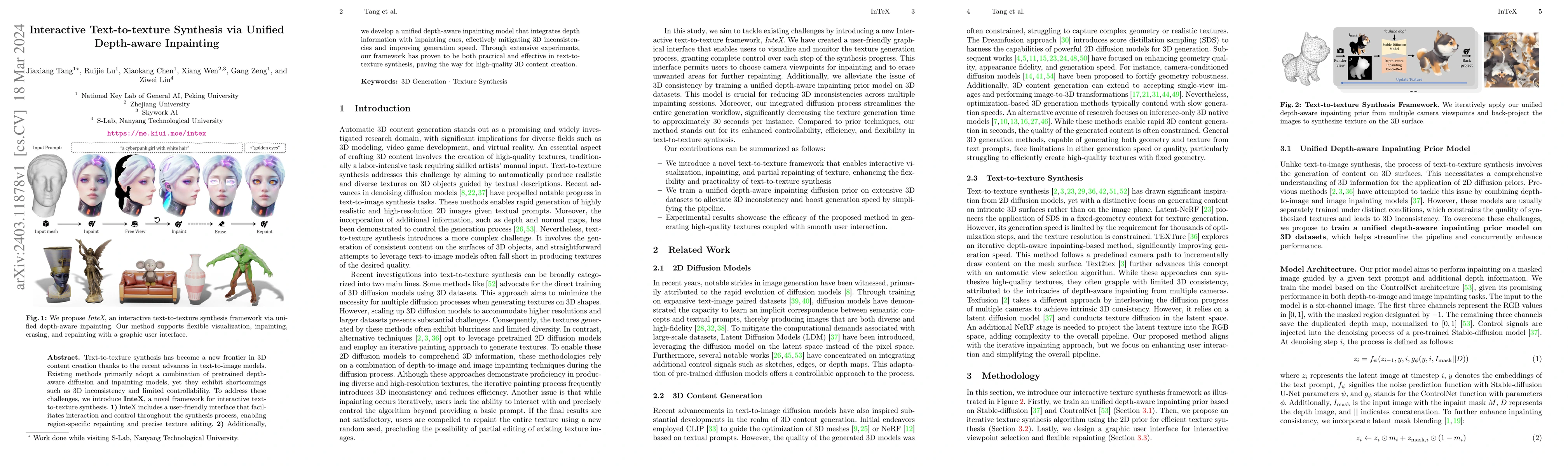 Thumbnail for InTeX: Interactive Text-to-texture Synthesis via Unified Depth-aware
  Inpainting