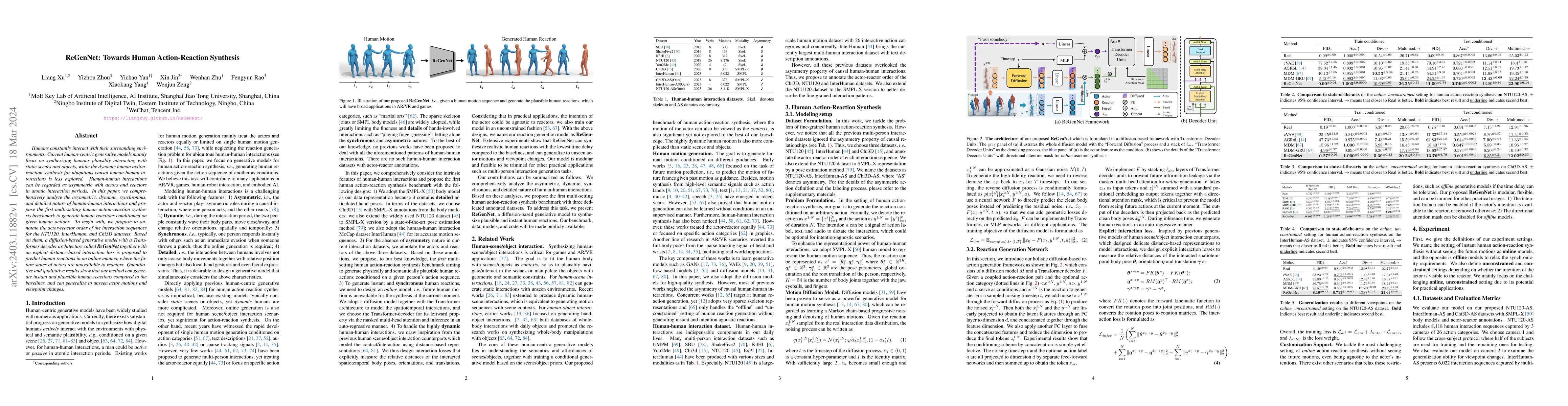 Thumbnail for ReGenNet: Towards Human Action-Reaction Synthesis
