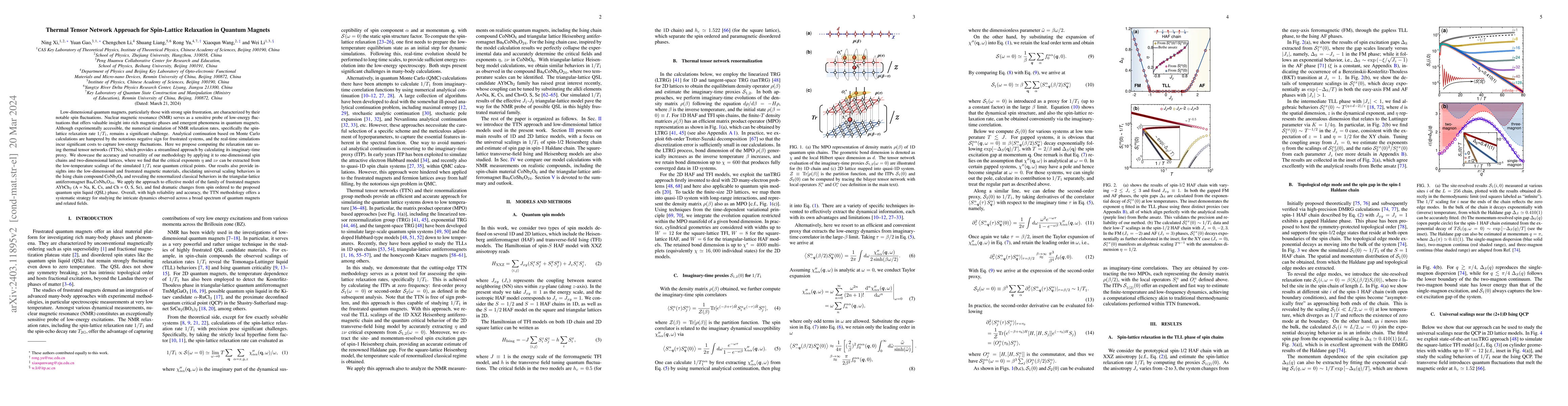 Thumbnail for Thermal Tensor Network Approach for Spin-Lattice Relaxation in Quantum
  Magnets