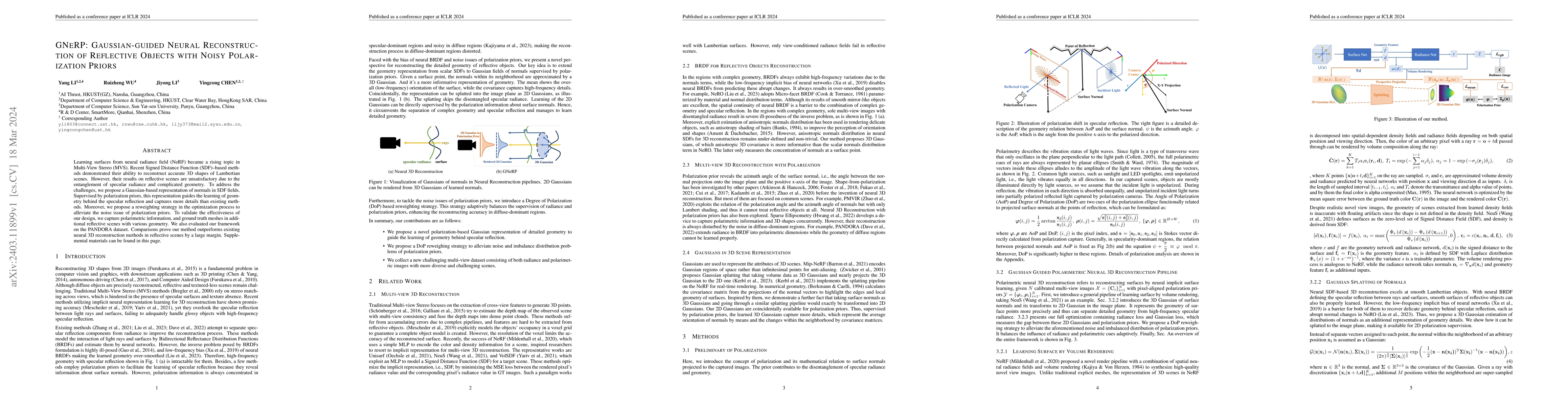 Thumbnail for GNeRP: Gaussian-guided Neural Reconstruction of Reflective Objects with
  Noisy Polarization Priors