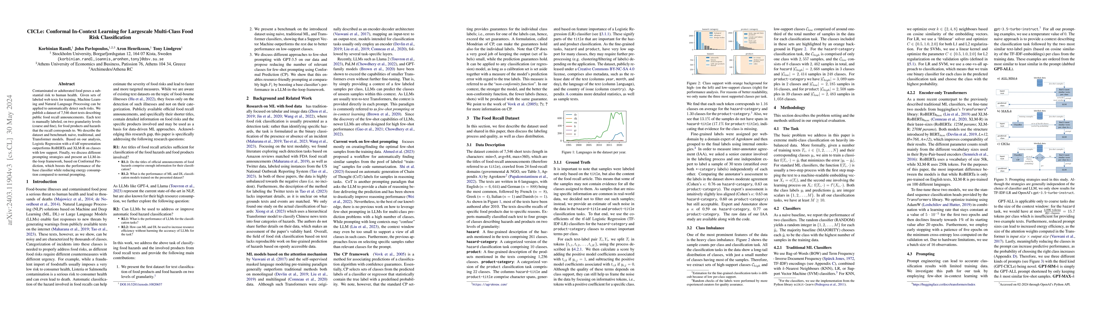 Thumbnail for CICLe: Conformal In-Context Learning for Largescale Multi-Class Food
  Risk Classification