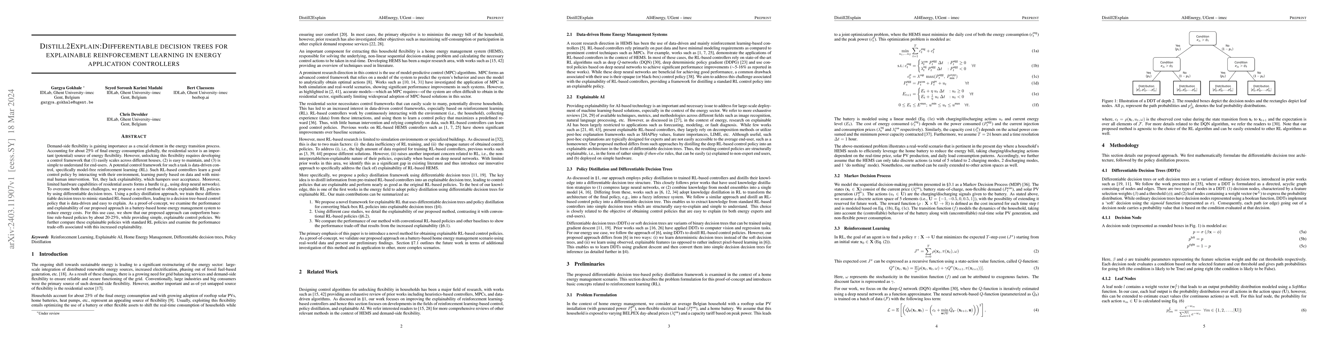Thumbnail for Distill2Explain: Differentiable decision trees for explainable
  reinforcement learning in energy application controllers