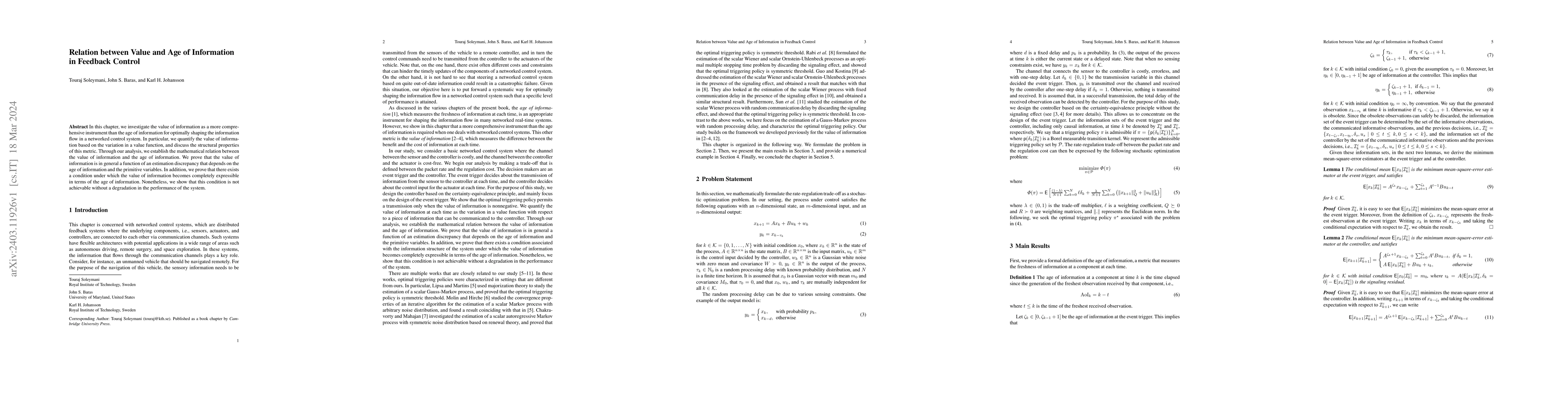 Thumbnail for Relation between Value and Age of Information in Feedback Control
