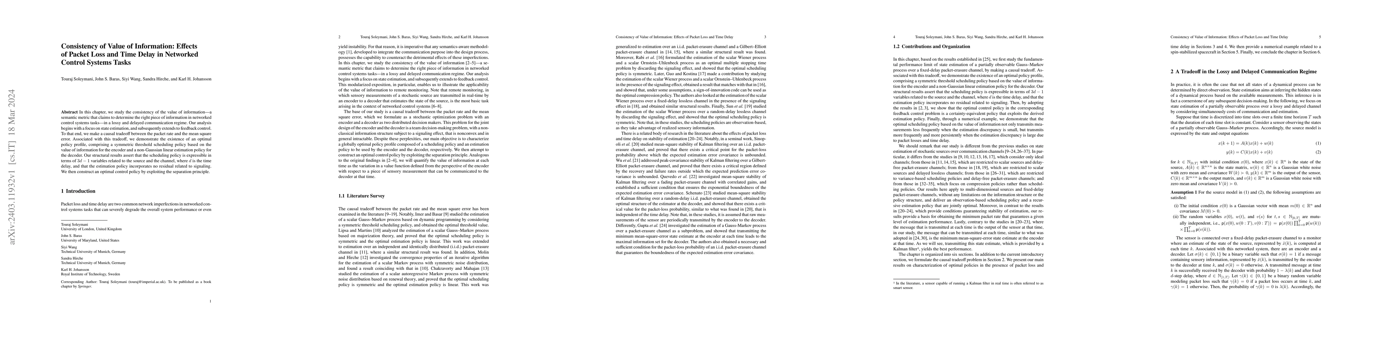 Thumbnail for Consistency of Value of Information: Effects of Packet Loss and Time
  Delay in Networked Control Systems Tasks
