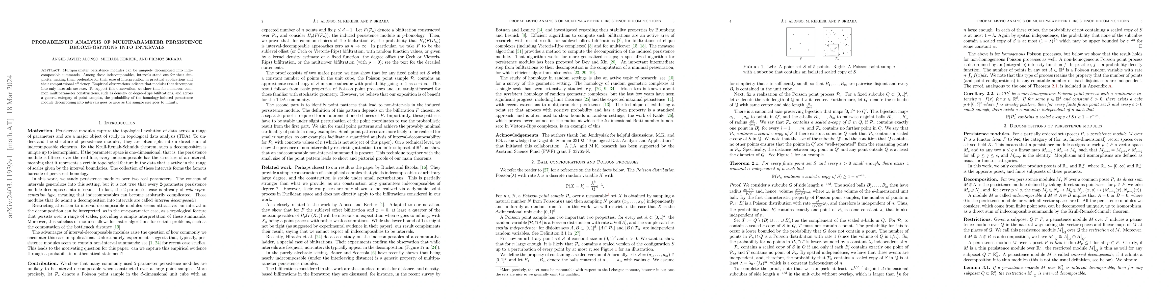Thumbnail for Probabilistic Analysis of Multiparameter Persistence Decompositions