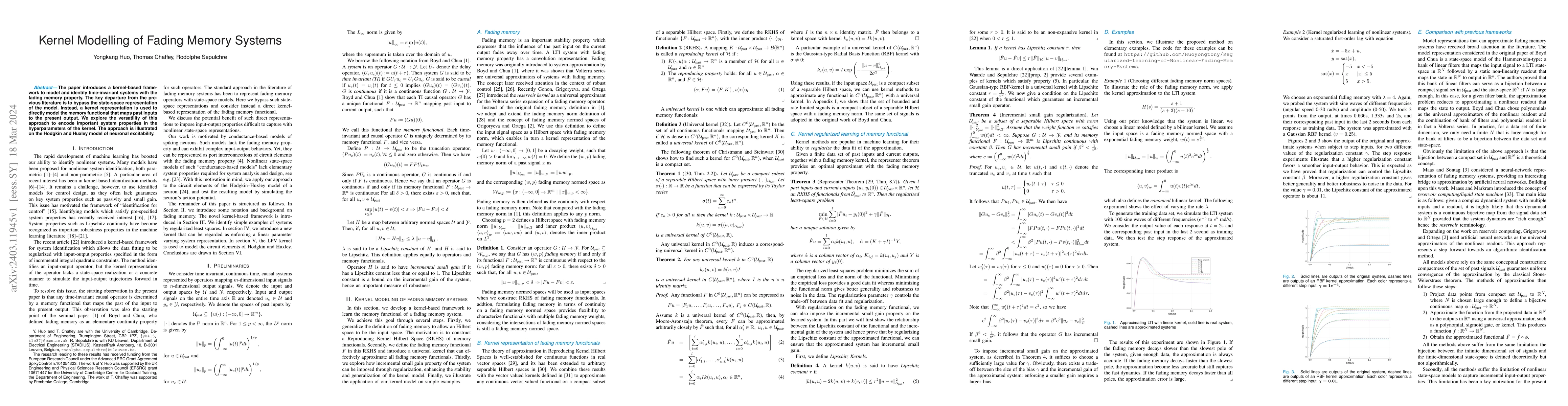 Thumbnail for Kernel Modelling of Fading Memory Systems