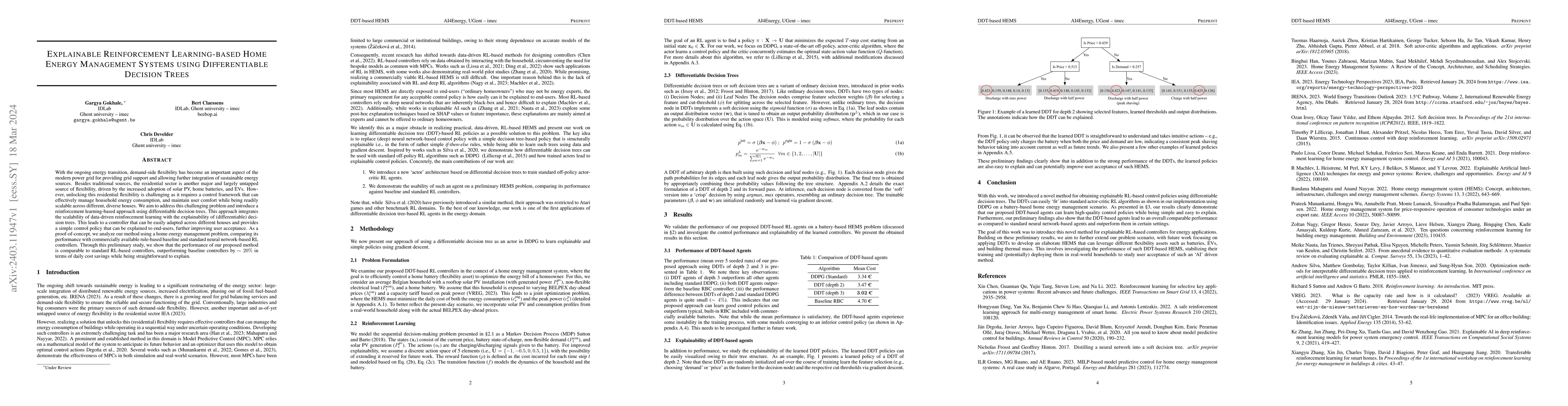 Thumbnail for Explainable Reinforcement Learning-based Home Energy Management Systems
  using Differentiable Decision Trees