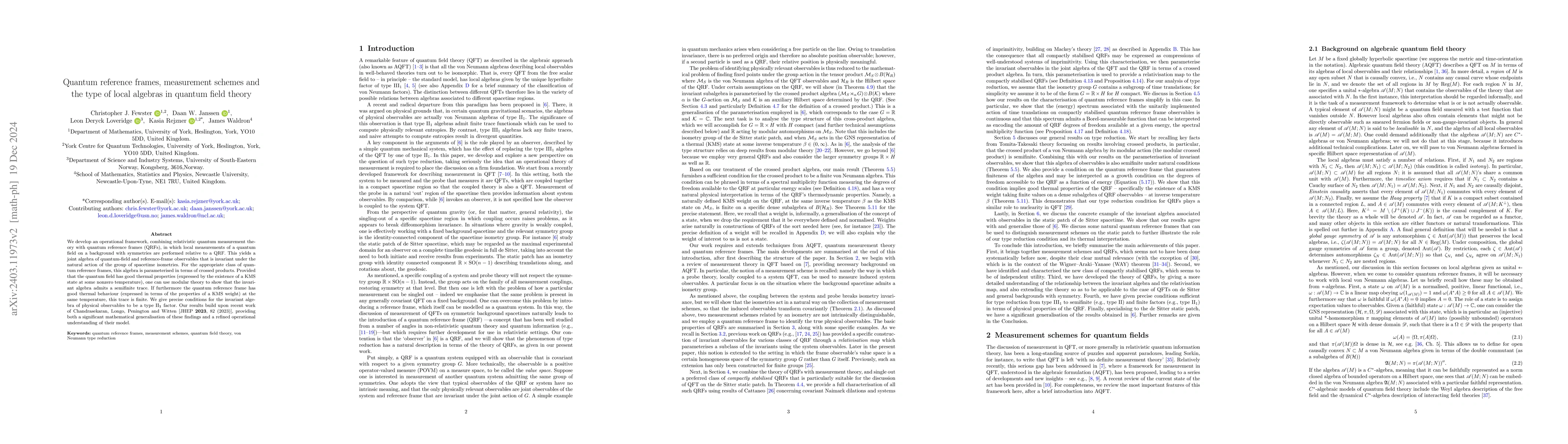 Thumbnail for Quantum reference frames, measurement schemes and the type of local
  algebras in quantum field theory