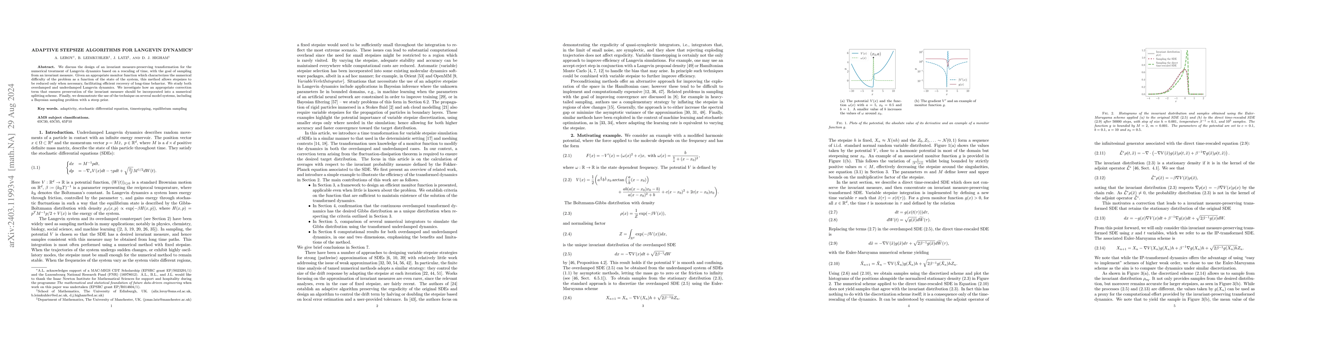 Thumbnail for Adaptive stepsize algorithms for Langevin dynamics