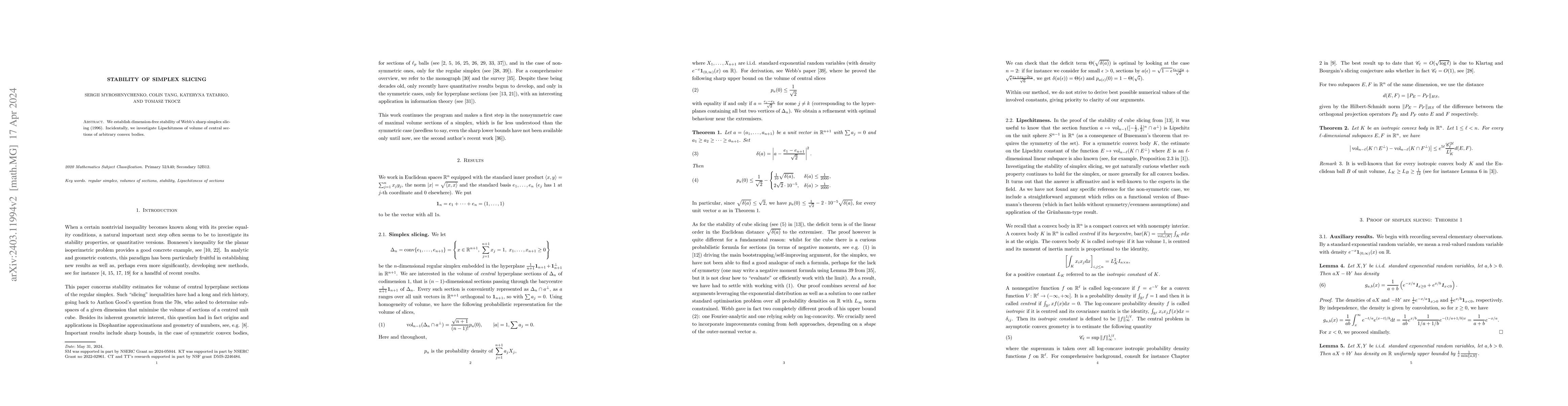 Thumbnail for Stability of simplex slicing