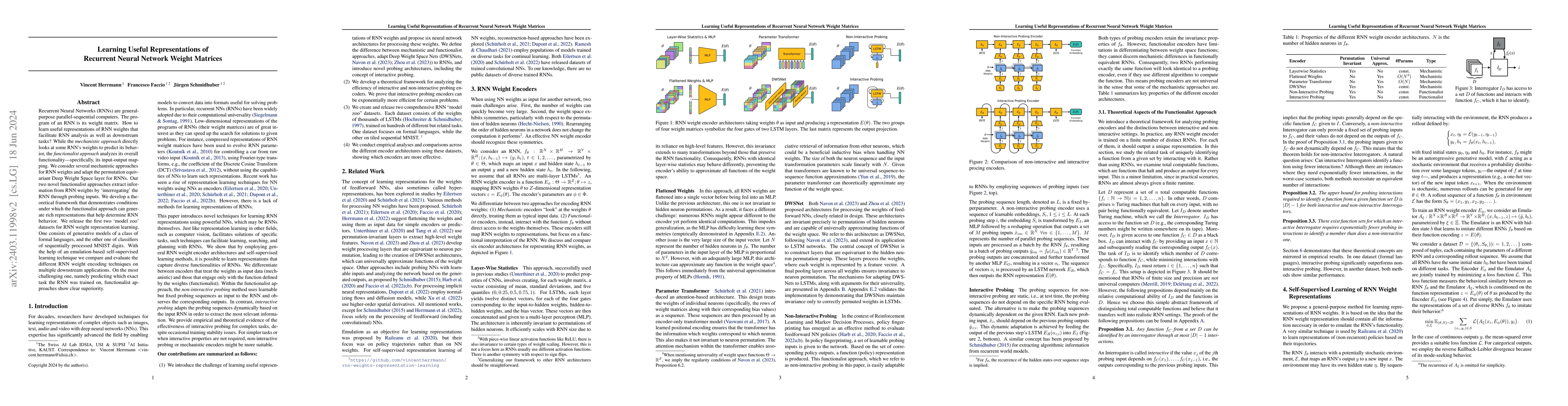 Thumbnail for Learning Useful Representations of Recurrent Neural Network Weight
  Matrices