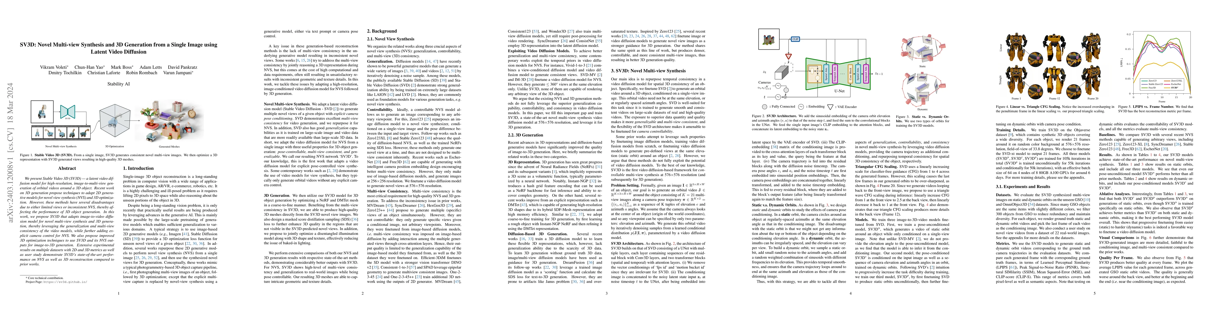 Thumbnail for SV3D: Novel Multi-view Synthesis and 3D Generation from a Single Image
  using Latent Video Diffusion