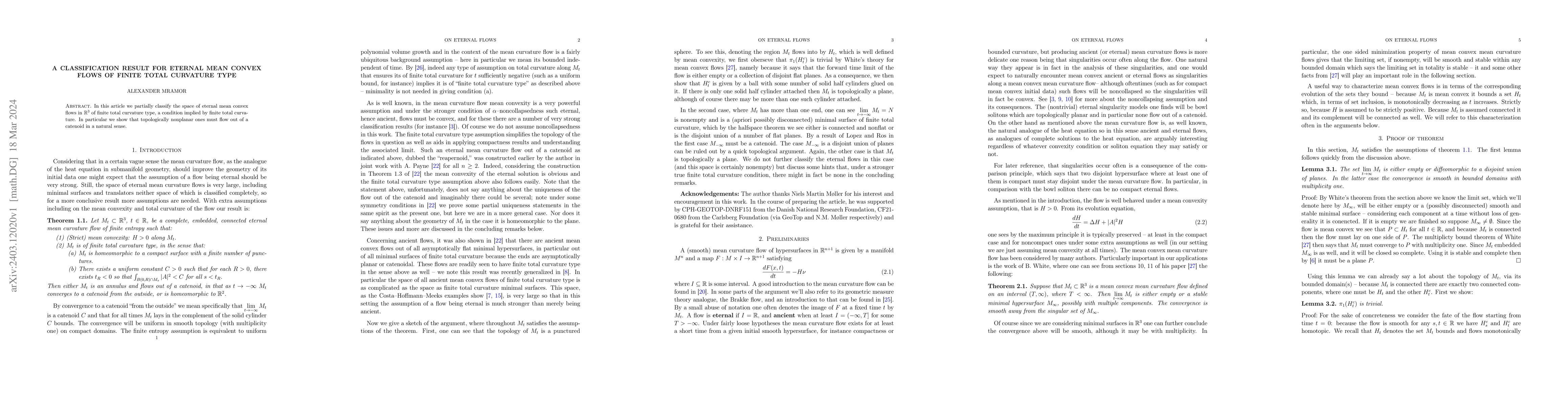 Thumbnail for A classification result for eternal mean convex flows of finite total
  curvature type