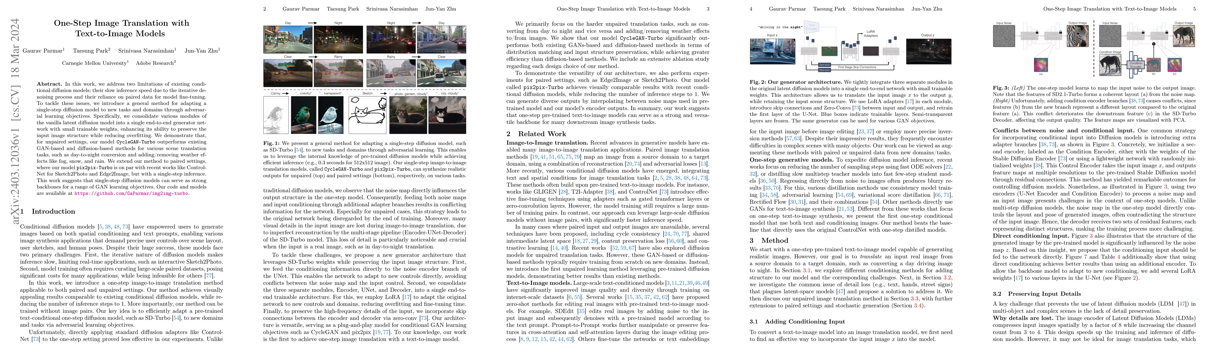 Thumbnail for One-Step Image Translation with Text-to-Image Models
