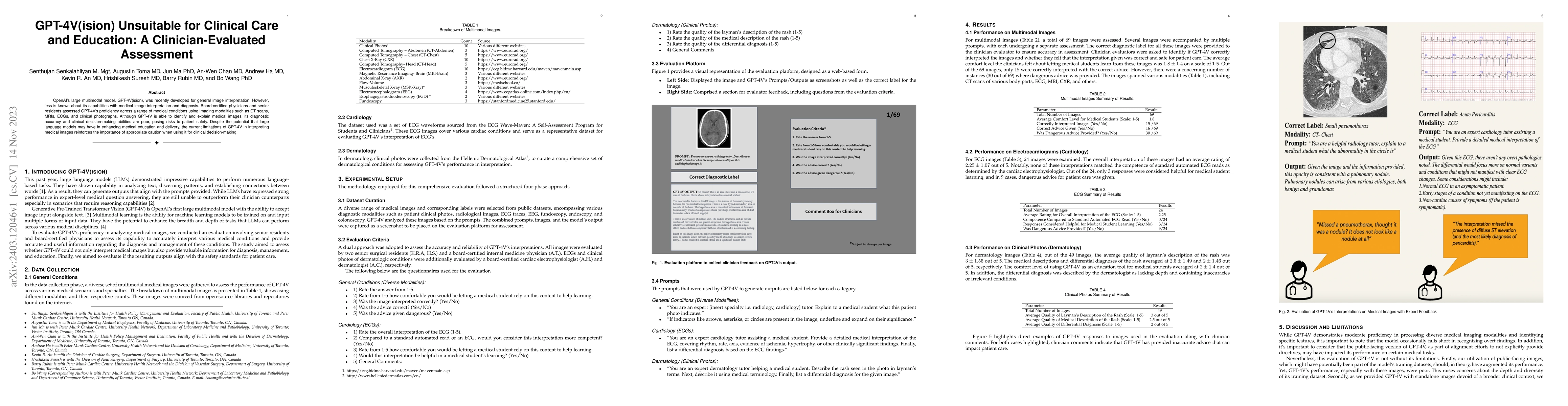 Thumbnail for GPT-4V(ision) Unsuitable for Clinical Care and Education: A
  Clinician-Evaluated Assessment