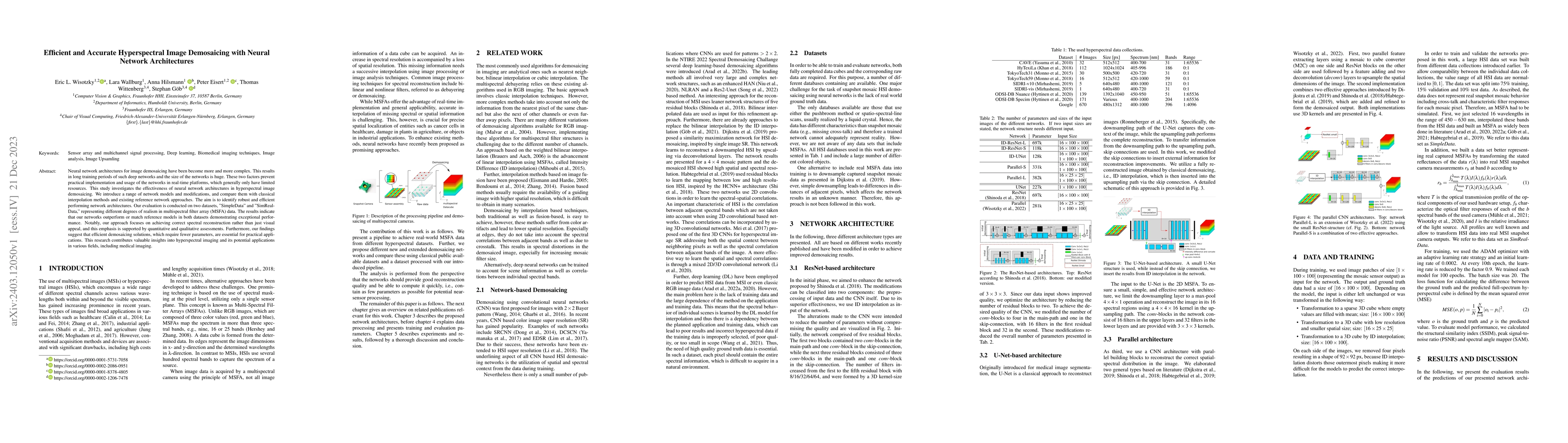 Thumbnail for Efficient and Accurate Hyperspectral Image Demosaicing with Neural
  Network Architectures