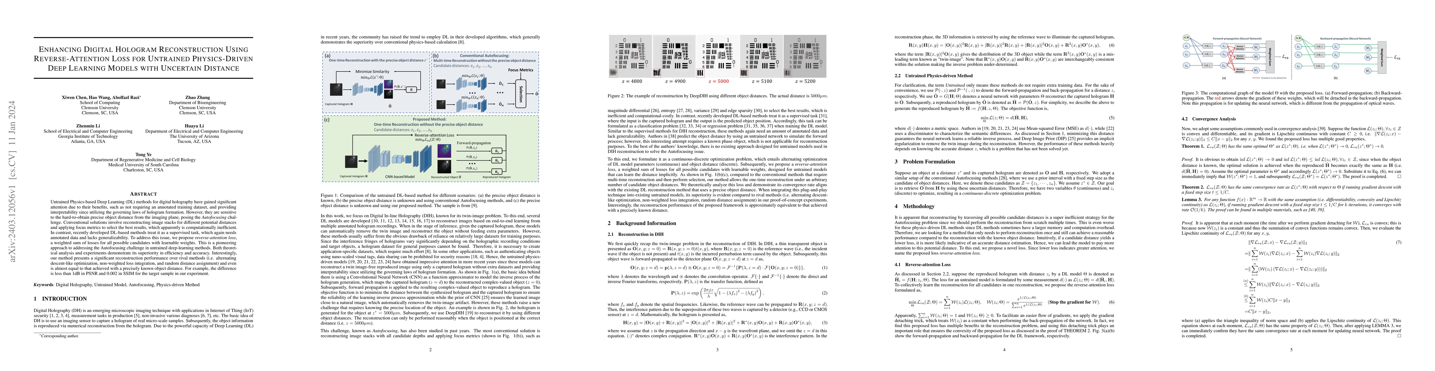 Thumbnail for Enhancing Digital Hologram Reconstruction Using Reverse-Attention Loss
  for Untrained Physics-Driven Deep Learning Models with Uncertain Distance