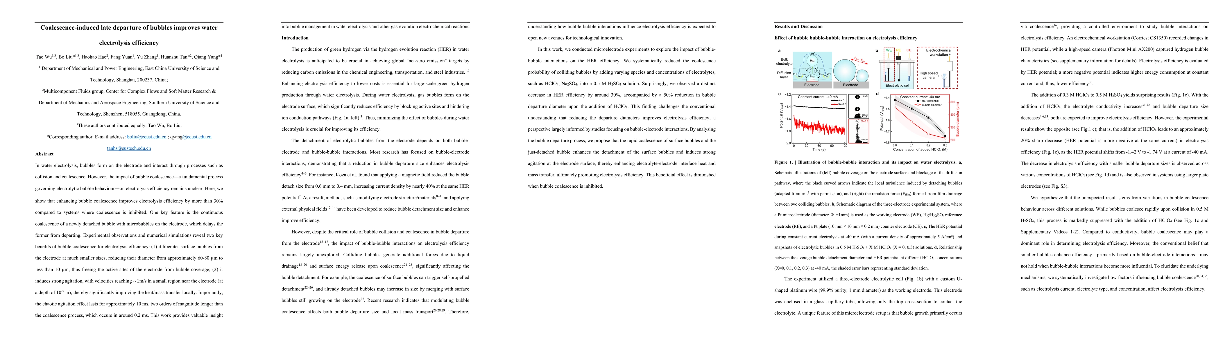 Thumbnail for Coalescence induced late departure of bubbles improves water
  electrolysis efficiency