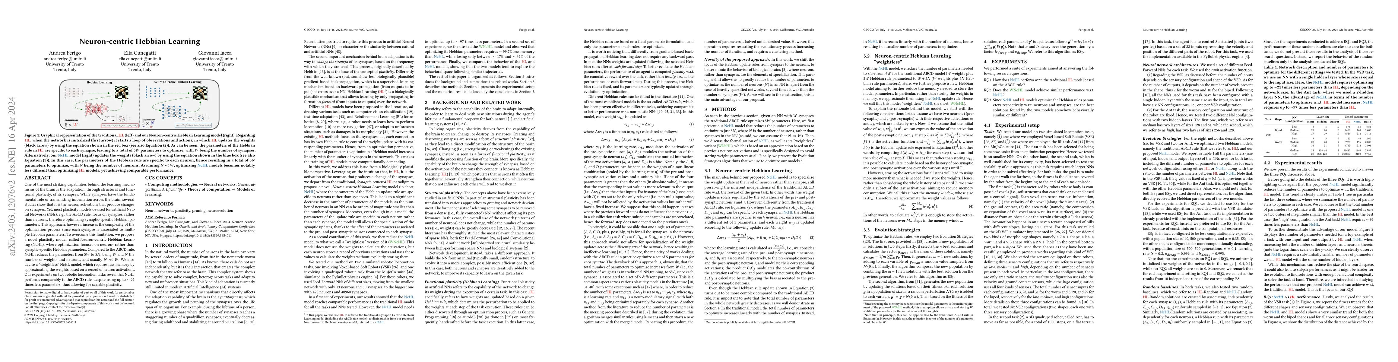 Thumbnail for Neuron-centric Hebbian Learning